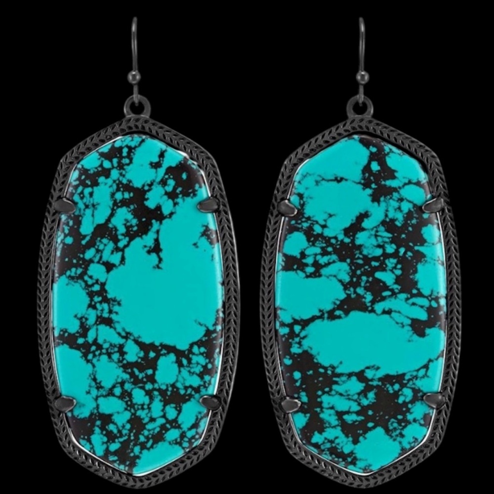 Kendra Scott Danielle Gunmetal Earrings in Variegated Teal Magnesite